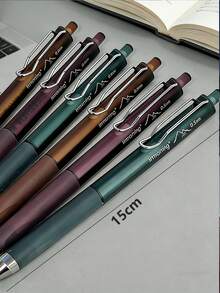 3 piezas Bolígrafos neutros de tonos apagados con centro de gravedad bajo y botón pulsador, muy atractivos para estudiantes, exámenes y toma de notas, tinta negra de 0.5 mm