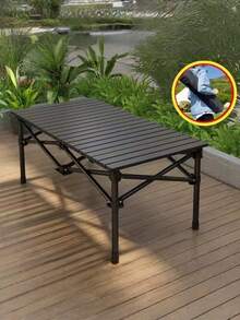 Ultralight Outdoor Compact Camping Side Table Folding Camp Table Portable Roll Up Table With Carry Bag Small Table For Backyard, Indoor, Grilling, BBQ - Silver Black - View 7