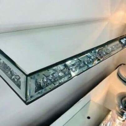 DEENZ Mirrored Crushed Diamond Floating Wall Mounted Shelf Glitz Sparkle 40Cm Home Decorative Living Room (1)