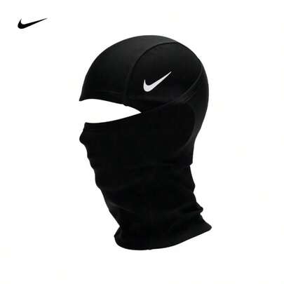  Gorra negra Nike ligera, a prueba de viento y transpirable. Pasamontaña Nike Pro Therma-Fit a prueba de viento, cálido y de secado rápido para ciclismo, NHK63-058