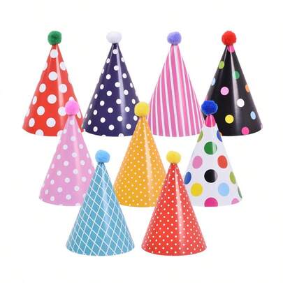 1 Set (11 piezas) Sombreros de cono y pompones para fiesta de cumpleaños, sombreros de cono de pastel lindos, coronas, combo de sombreros de fiesta para adultos, sombreros decorativos para despedida de soltera, boda, sombreros y coronas coloridos con bolas esponjosas, sombreros de fiesta de cumpleaños, artículos de fiesta, decoraciones de celebración