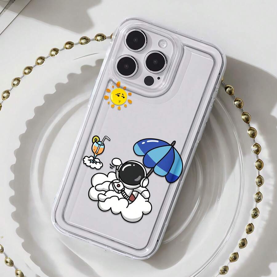 Funda para teléfono con diseño de astronauta en la playa, compatible con iPhone 16, 15, 14 Pro Max, 13, 12, 11, XR y XS Plus. Fabricada en silicona TPU, ofrece protección contra golpes y caídas, además de una excelente sensación al tacto. Es el regalo ideal para familiares, amigos y seres queridos. - transparente - Ver 1