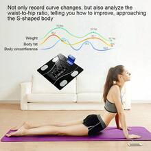 Báscula de grasa corporal inteligente, báscula de composición corporal, báscula de salud, báscula de peso corporal, evaluación de la salud, dieta personalizada, plan de ejercicios, mide la temperatura ambiente, anti-vuelco, sensor de alta precisión, encendido/apagado automático, sincronización inteligente con aplicación, vidrio templado hasta 800 libras - Multicolor - Ver 12