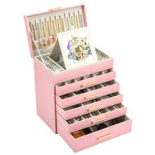 BOOVO 1个优雅时尚的女士首饰盒，PU材质，适用于收纳和展示首饰、项链、戒指等。