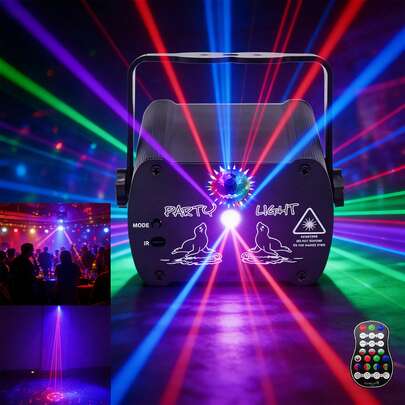 RGB Sound Activated Laser Disco Ball Lights, Remote Control, Suitable For Christmas, Club Party, Birthday Gift, Karaoke, KTV, Bar, Dance Party, Halloween Party Decoration