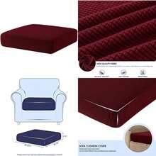 SUBRTEX - Funda de cojín elástica Suave para sofá, Funda de Asiento de Elastano, Adecuada para 1-2-3 Asientos, Repuesto para Protector de Muebles (Azul Claro, )(Pequeño Vino) - Multicolor - Ver 1