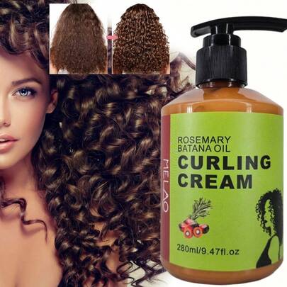  MELAO Rosemary And Babassu Oil Curl Cream 280ml - Natural Styling And Frizz Control, Suitable For Curly Hair, Adds Shine, Moisturizes And Softens, Pump Dispenser For Easy Use.
