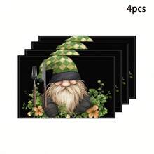 1 pieza/4 piezas/6 piezas Juego de individuales de lino con patrones de trébol y duende, decoración del hogar, adecuado como regalo del Día de San Patricio, decoración, vajilla, para todas las estaciones, individuales lavables modernos, decoración de fiesta interior/exterior, regalo ideal - Multicolor - Ver 19