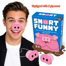 Snort Funny – The Oinkcredible You Laugh You Lose Party Game | Family Games For Kids And Adults | 150 Challenge Cards, 5 Pig Snouts & Mud Tokens | Funny Games For Friend & Family, 4-8 Players, Ages 8+ - 預設 - 查看 8