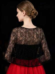 1pc Black/White Women's Wedding Shawl/Cape/Scarf/Cover-Up/Jacket, Suitable For Evening Gowns, Party Wear, And Everyday Outfits. - Multicolor - View 3