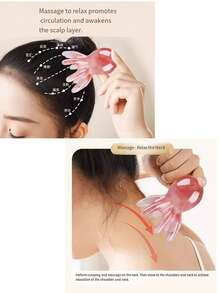 1个树脂按摩梳，手动头部按摩爪，头皮/颈部放松工具，头皮刮痧，头部按摩刷，多功能手持式头部按摩工具，促进头发生长，刮痧按摩工具，面部提拉按摩，眼部按摩放松工具，情人节礼物，母亲节礼物，经络疏通，深层组织按摩放松工具，穴位触发点按摩 - 粉色 - 查看 9