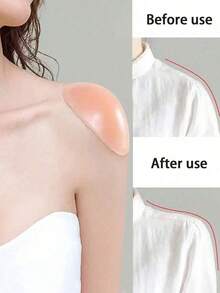 1/2 Pair Elegant Invisible Silicone Shoulder Pads, Rectangular Shoulder Pads, Fake Shoulder Pads, Non-Slip Shoulder Pads, Narrow Shoulder Pads, Unisex Silicone Shoulder Pads, Anti-Slip, Self-Adhesive, Transparent Silicone, Suitable For Men And Women Oblique Shoulder, High And Low Collar Suits, T-Shirts - Multicolor - View 3