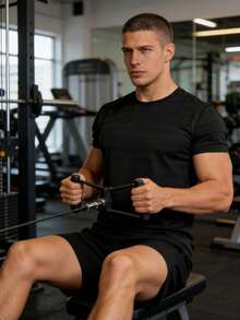 Men's Black Textured Crew Neck T-Shirt Slim Fit Casual Summer Basic Tee - Black - View 7