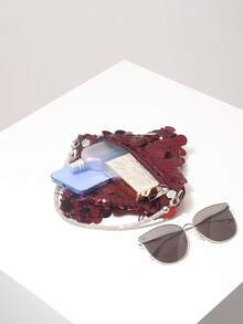 Mini Wallet, Bridal Party Bag, Sequin Bag, Ball Gown Bag, Ball Gown Accessories, Novelty Bag, Wedding Supplies, Women's Gift, Christmas Bag, Valentine's Day Bag (Random Pattern) - Burgundy - View 5