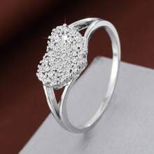 1pc Fashionable Minimalist Heart Shaped Cubic Zirconia Inlaid Women's Ring, Valentine's Day Gift Design - Multicolor - View 11