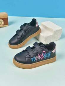 1 Pair Kids Heart Print Flat Double Strap Casual Wear Non-Slip Athletic Flat Shoes - Pink - View 1