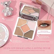 7-Piece Makeup Set Including 3 Lip Creams, 1 Powder Compact, 1 Blush, 1 Eyeshadow Palette, 1 Necklace Beauty Makeup Kit - 小熊套盒 - 查看 5