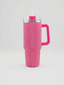 1 pièce, grande capacité de 1200 ml, tasse de voiture ornée de cristaux, flasque isolée dégradé scintillant avec paille, tasse isolée antidérapante, cadeau mode multicolore pour femmes. - Multicolore - Voir 15