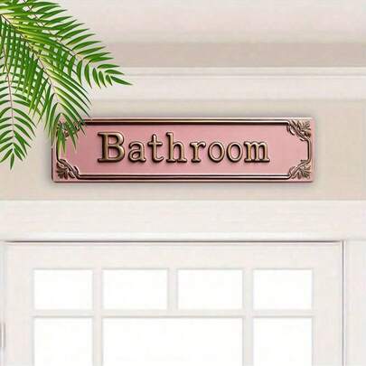 1pc Vintage Pink Metal Sign - Rustic Tin Wall Decor, Suitable For Home, Cafe, Bathroom And Women's Spaces - No Electricity Needed, Easy Installation, Durable And Fade-Resistant, Bathroom Wall Decoration | Retro Style Sign | High-Quality Craftsmanship