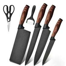 Juego Set De Cuchillos De Cocina Con Mango Ergonómico - Negro - Ver 9