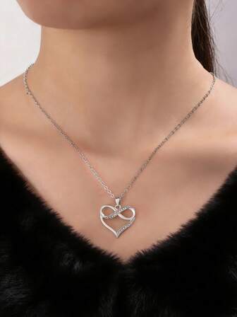 1pc Elegant Vintage Valentine's Day Romantic French Style Hollow Geometric Heart Infinity Love Pendant