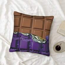 1pc Convenient Ramen & Chicken Soup Decorative Pillow Cover, Novelty Food Themed Pillow Case, Soft Peach Skin Fabric, For Home, Outdoor, Bedroom, Living Room Sofa Decor, 17.7*17.7 Inch (Without Pillow Insert) - 紫色 - 查看 4