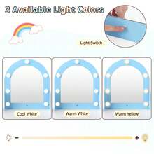 Lifezeal Corner Kids Vanity With Lights, 3 Storage Shelves, 5 Open Compartments, Accessories Pink/Blue + White - 藍色 - 查看 8