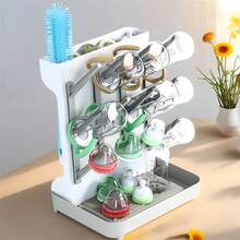 12-Slot Vertical Bottle Drying Rack, Detachable & Easy To Install, Desktop Cup Drying Rack, Bottle & Nipple Drying Rack, Kitchen Cup Organizer, Essential For Breastfeeding Families - Multicolor - View 4