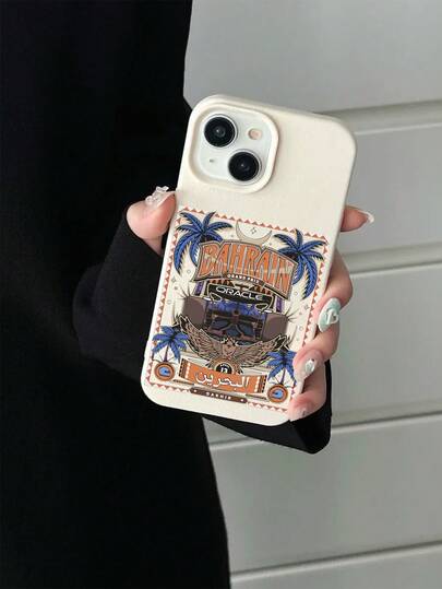 1pc Formula Racing Bahrain Grand Prix Inspired Design Phone Case, Vintage Poster Style, Leather Texture Fashionable Shock-Proof Protective Cover, Compatible With IPhone 17/16/15/14/13/12/11/Pro/Pro Max/Plus, Great Gift For Couples, Family, And Friends