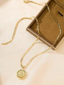 1件经典欧式铜质守护天使瓜达卢佩圣母玛利亚双面旋转吊坠项链，适合作为圣诞节/感恩节/万圣节/母亲节/情人节礼物送给情侣/朋友/教父母，也适合天主教初领圣体、日常及节日佩戴祈祷。 - 金黃色 - 查看 6