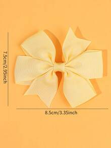 2pcs Toddler Girls Bow Decor Hair Clip For Daily Life - Yellow - View 6