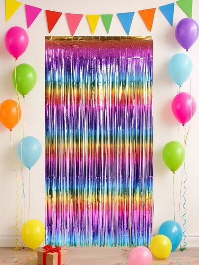 1件闪亮星光渐变雨帘，80-90年代复古迪斯科派对装饰，生日派对背景幕布，毕业典礼装饰，节日庆典墙面装饰，单身派对背景幕布，迎婴派对装饰，拍照道具，舞台背景，活动策划，节日用品，轻便材质，生日装饰，迪斯科装饰，派对礼品