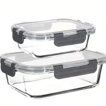 10 Glass Meal Prep Containers With Lids - Food Storage Containers With Sealing Ring Lids, Sealed Lunch Containers Suitable For Microwave, Oven, Refrigerator, And Dishwasher Freezer- Lunch Containers - Gray 2pcs - View 5