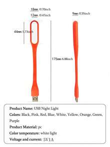 Lámpara de noche LED creativa y portátil con USB, luz suave y cómoda para leer y cuidar los ojos, lampara de escritorio con interfaz para ordenador portátil, luz nocturna de ambiente de mano,  y ahorra energía - Multicolor - Ver 10