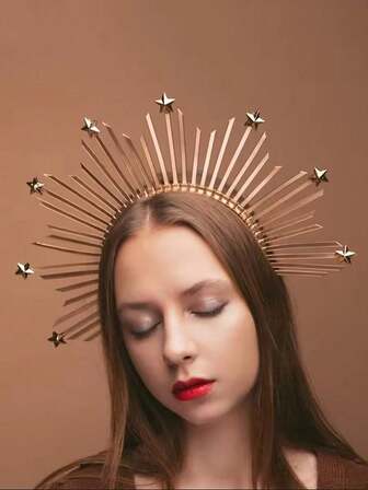 1 st Fantherin Mary Halo Krona Pannband Gudinna Dragkedja Spetsad Halo Krona Halloween Kostym Huvudbonad Huvudbonad För Cosplay Fest, Hårband