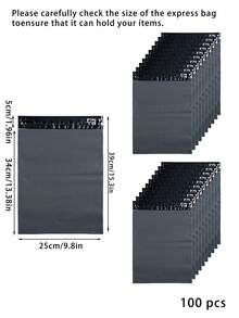 100个/10个装加厚防水纯色礼品袋,简约百搭,适用于学校、办公室、返校季、男士生日、情人节、圣诞节礼物、批量礼品袋、蓝色礼品袋 - 黑色 - 查看 13