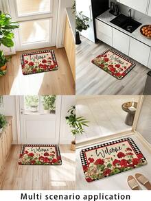 1 pieza Felpudo con diseño de letras "POR FAVOR, QUÍTESE LOS ZAPATOS", estilo minimalista moderno de poliéster rectangular grueso para decoración de entrada, absorbente y antideslizante, felpudo de bienvenida lavable a máquina para piso de cocina - Multicolor - Ver 7