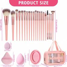 30pcs Makeup Brush Set, All-In-One Beauty Tools Kit Including Blush Brush, Powder Brush, Eyeshadow Brush, Makeup Sponge, Makeup Remover Puff, Brush Cleaning Bowl, Cosmetic Bag, Suitable For Daily Facial Makeup