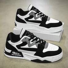 男士休闲滑板鞋休闲运动鞋 - 黑與白 - 查看 2