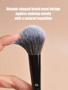 1支扁平腮红刷，专业修容粉腮红刷，化妆工具，女士节日礼物，旅行便携美妆刷 - 黑色 - 查看 2