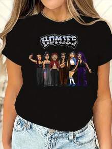 Homies Selfie Squad T-Shirt - Fun Cartoon Design - Black 24 - View 1
