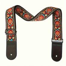 Dây đeo đàn guitar thêu kiểu cổ điển, đầu dây bằng da giả, màu đỏ/xanh dương, có thể điều chỉnh độ rộng, phù hợp cho đàn bass, guitar điện, guitar acoustic và guitar cổ điển, phụ kiện thay thế bền và thời trang, phụ kiện nhạc cụ | Trang trí dây đeo đàn guitar | Dây đeo vai, phụ kiện guitar, bền, có thể điều chỉnh độ rộng, phù hợp cho phụ kiện nhạc cụ, trang trí guitar, ban nhạc, biểu diễn ngoài trời, quà tặng nhạc sĩ, phụ kiện du lịch, lễ hội nhạc rock, quà tặng âm nhạc, quà tặng nam, quà tặng nữ, Eid Al-Fitr, Eid Al-Adha - Nhiều màu - Xem 2