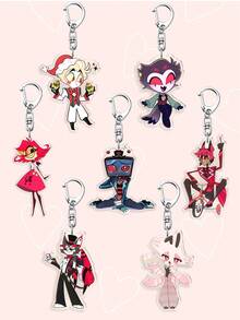1PC Cute Acrylic Cartoon Keychain, /Alastor/Vox/Husk/ Cute Bag Accessory, Anime Character Keychain, Car Keychain, Backpack, Jewelry Accessory, Perfect For Everyday Wear, Great Gift For Friends And Fans - Multicolor - View 2