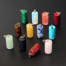 10 unids/lote de dijes colgantes de piedra en forma de corazón de colores mezclados al azar, cuentas de Chakra de cristal para collar, accesorios de joyería artesanal 8HGW - cilindro de mezcla aleatoria - Ver 13