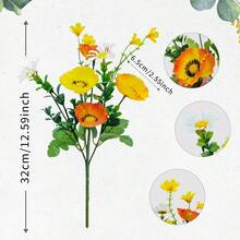 4/8 Bunches 12.59 Inch Artificial Poppy And Daisy Flower Bouquet, Multi-Flower And Leaf, Moisture-Proof And Maintenance-Free, Realistic And Full-Bodied Design, Artificial Floral Decor, Fake Plants, Suitable For Indoor/Outdoor Garden, Planter, Table, Kitchen, Bedroom, Bathroom, Patio, Porch, Balcony, Wedding Party Decoration, Valentine''s Day Gift - Multicolor - View 2
