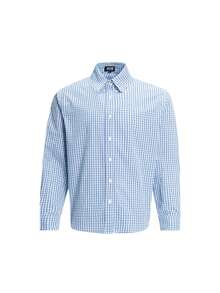 MT99 Classic Blue Plaid Shirt Early Autumn New Arrival Minimalist Casual Long Sleeve Basics - Baby Blue - View 4