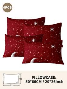 1pc/2pcs/4pcs Polyester Star & Moon Pattern Pillowcase (Pillow Insert Not Included), Soft & Comfortable, Suitable For All Seasons - Multicolor - View 25