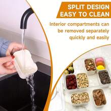 1pc 8-Compartment Sealed Food Storage Container With Transparent Lid - 23*30cm Portable Snack, Fruit And Spice Storage Box - Durable Plastic Kitchen Tray To Keep Fresh And Organized, Kitchen Storage Solution | Transparent Lid Design | Durable Plastic Tray