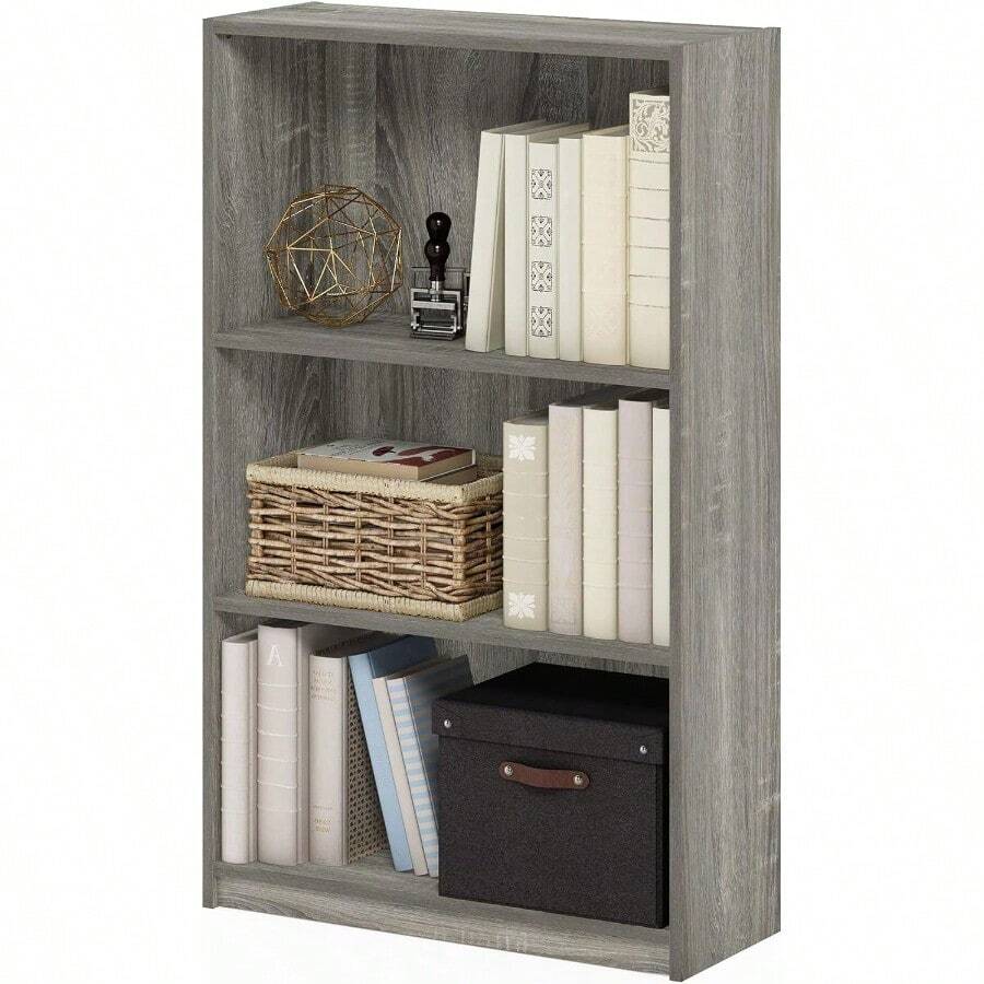 R-Furinno  Simple ome - Estantería Austable de 3 Nive Color Gris Roble francés - Roble francés gris - Ver 1