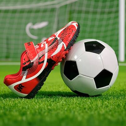 专业青少年户外变色足球鞋，运动面料几何图案，男女通用，适合健身房和四季穿着 - 抓地力强，适合竞技比赛和日常训练